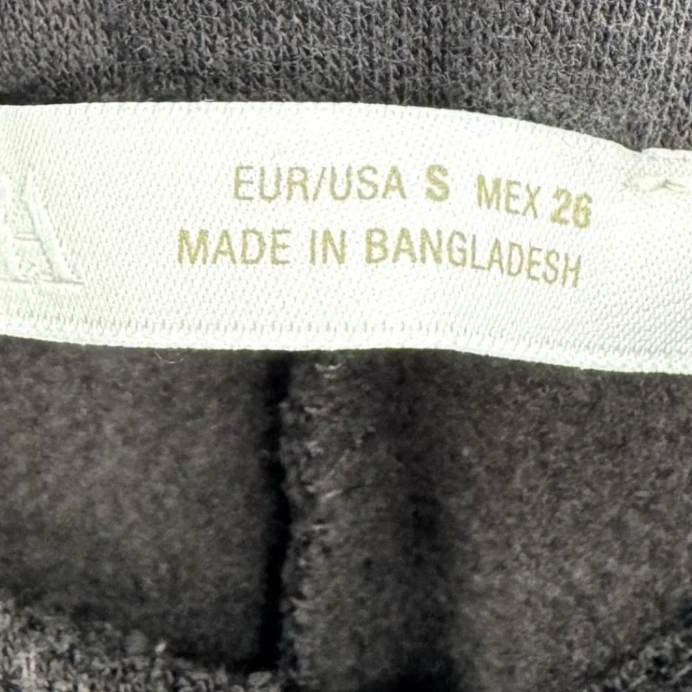 ZARA Barrel Leg Belted Sweatpant Trouser Washed Black/Grey‎ Size S Casual Lounge